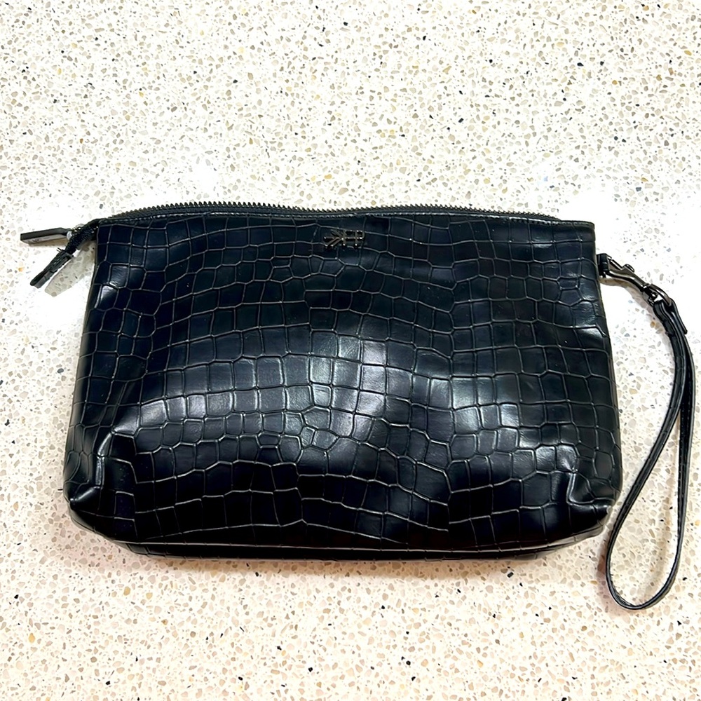 Freshly Picked Classic Clutch Black Croc Vegan Leather